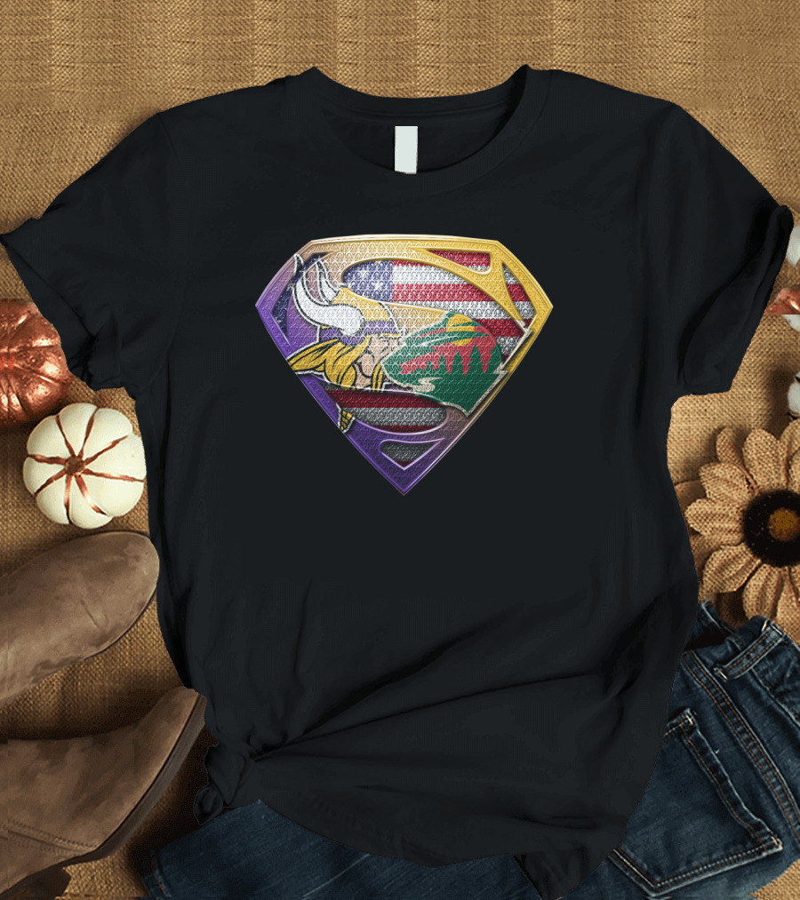 Vikings Wild Super Shield American Flag Fusion T-Shirt