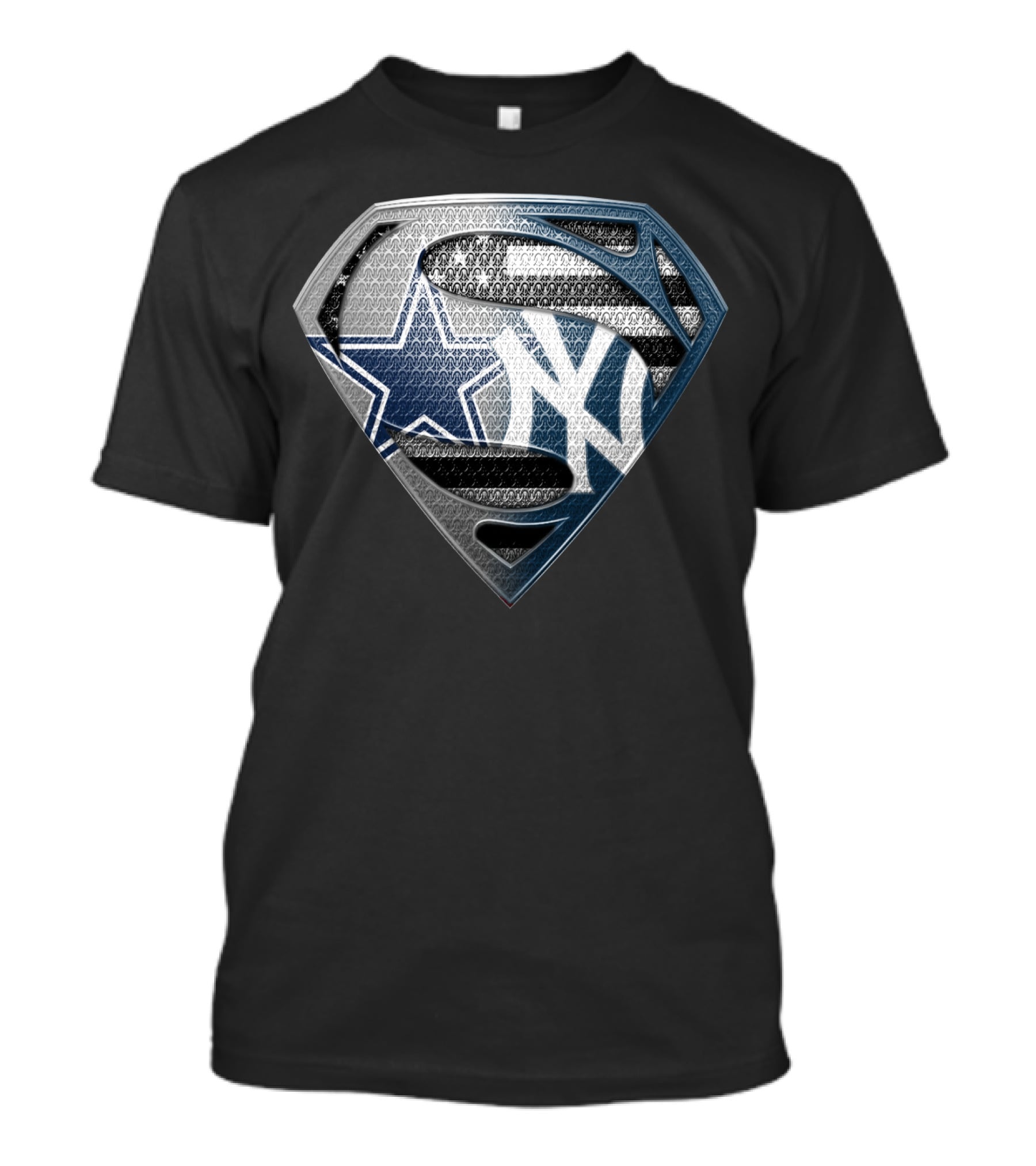 Superman Shield Dallas Cowboys New York Yankees Combination T-Shirt