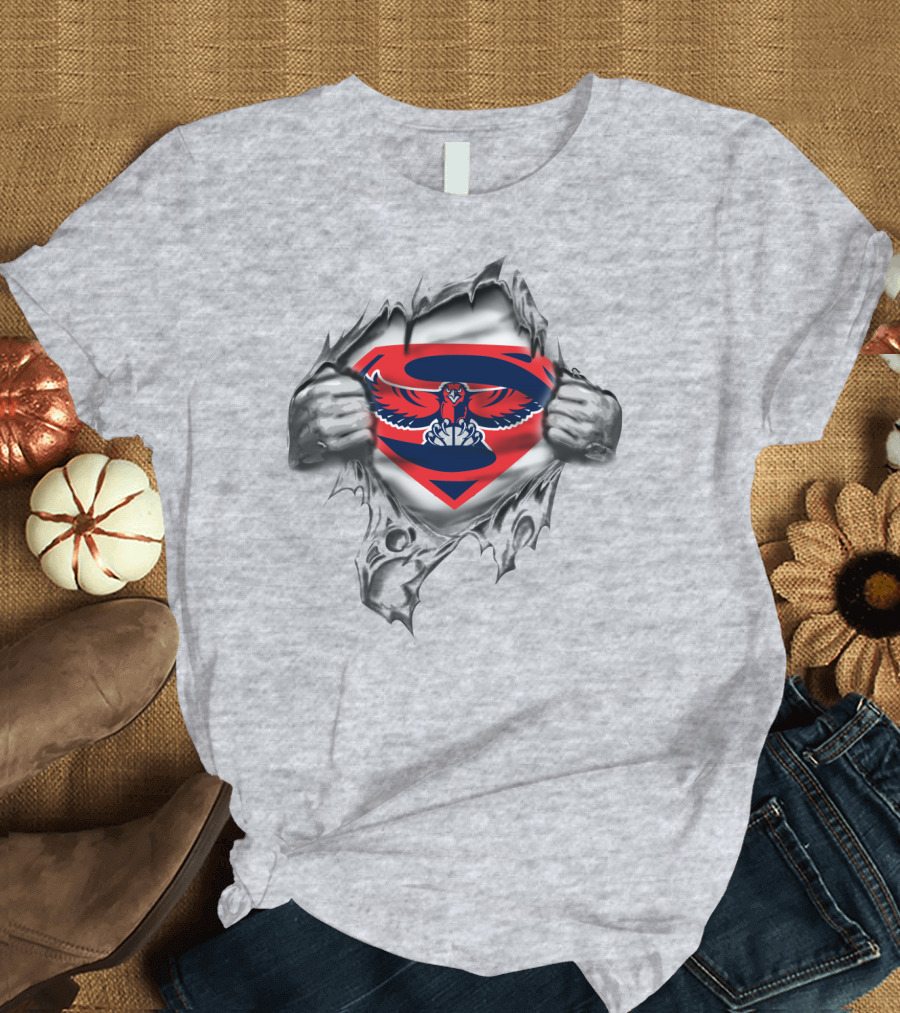 Superman Falcons Mashup Logo Peeking Through Torn T-Shirt