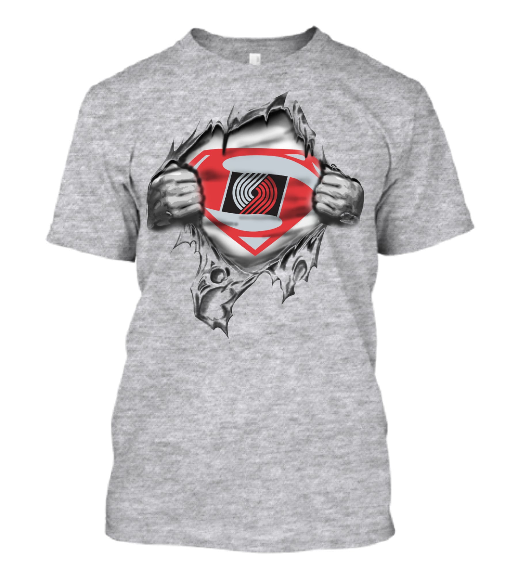 Superman Ripping Shirt Portland Trail Blazers Logo Mashup T-Shirt