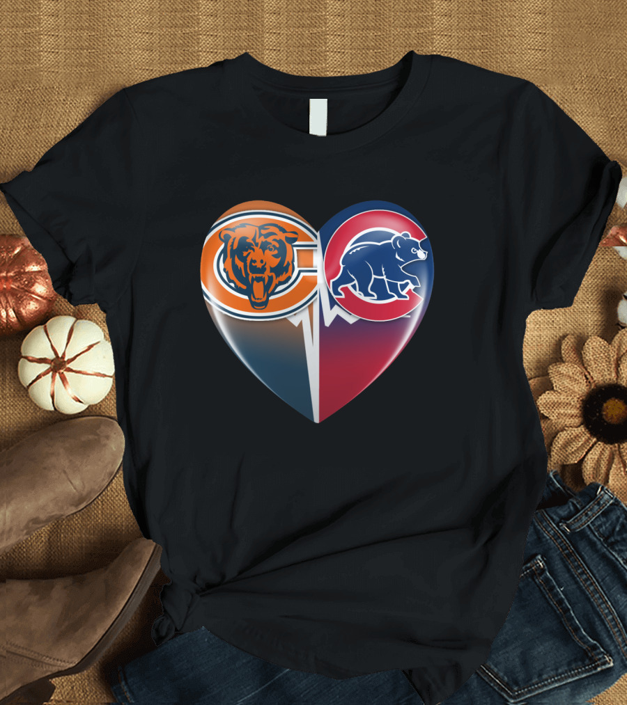 Chicago Bears and Cubs Split Heart TIM 008 T-Shirt