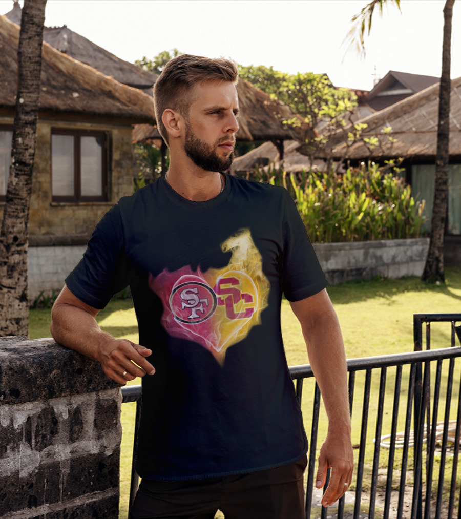 San Francisco 49ers And Usc Trojans Heart Fusion Ttk T-Shirt
