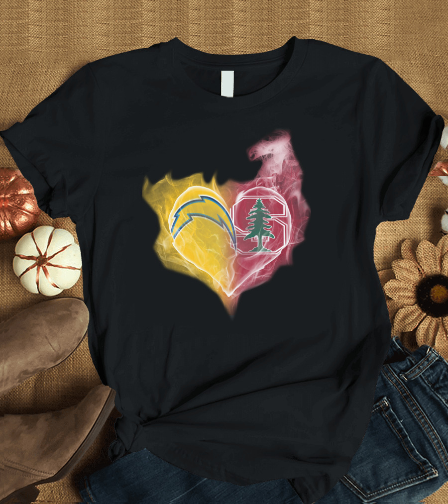 Los Angeles Chargers Stanford Cardinal Heart Fusion T-Shirt