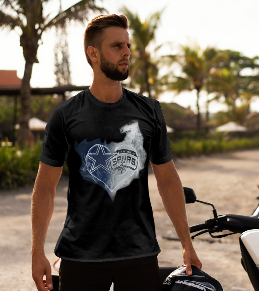Dallas Cowboys San Antonio Spurs Heart Smoke T-Shirt