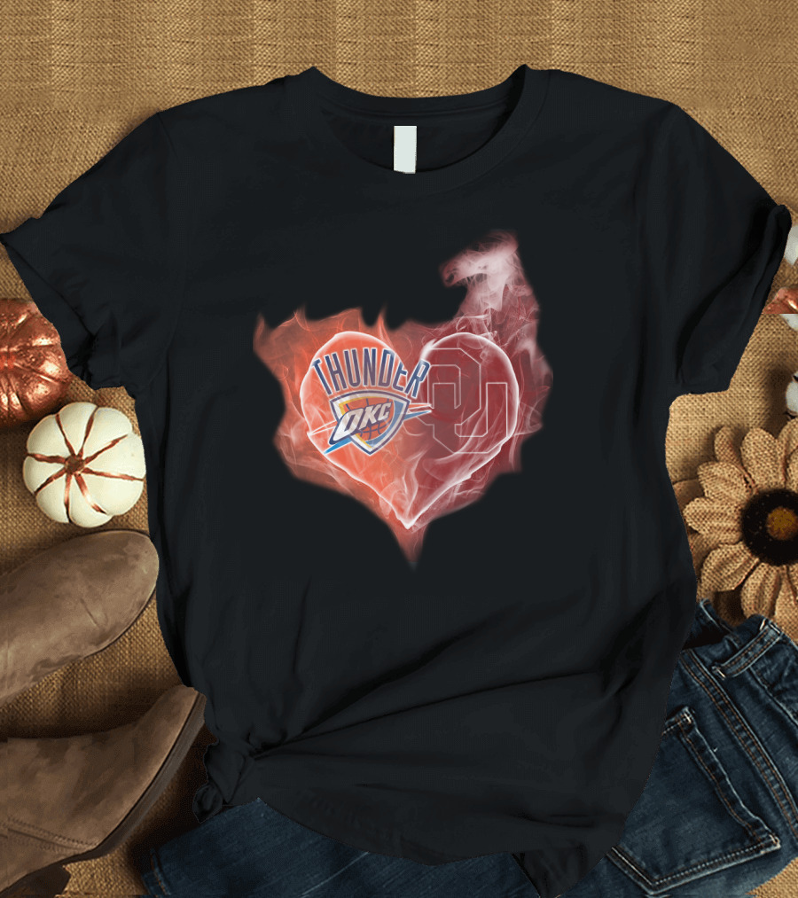 Oklahoma City Thunder Heart Ou Smoke T-Shirt