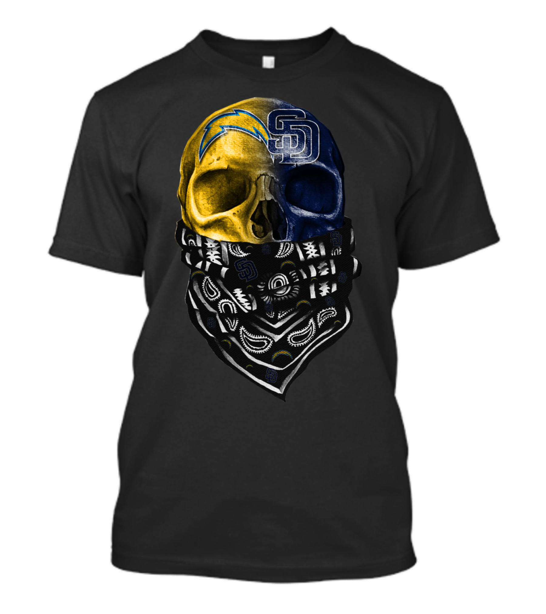Chargers Padres Skull Bandana T-Shirt