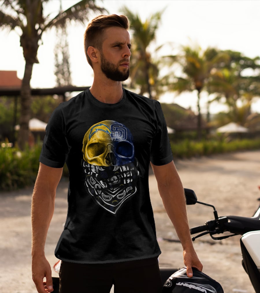 Chargers Padres Skull Bandana T-Shirt