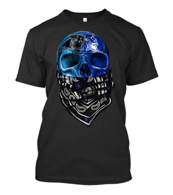 Carolina Panthers Duke Blue Devils Skull Bandana T-Shirt