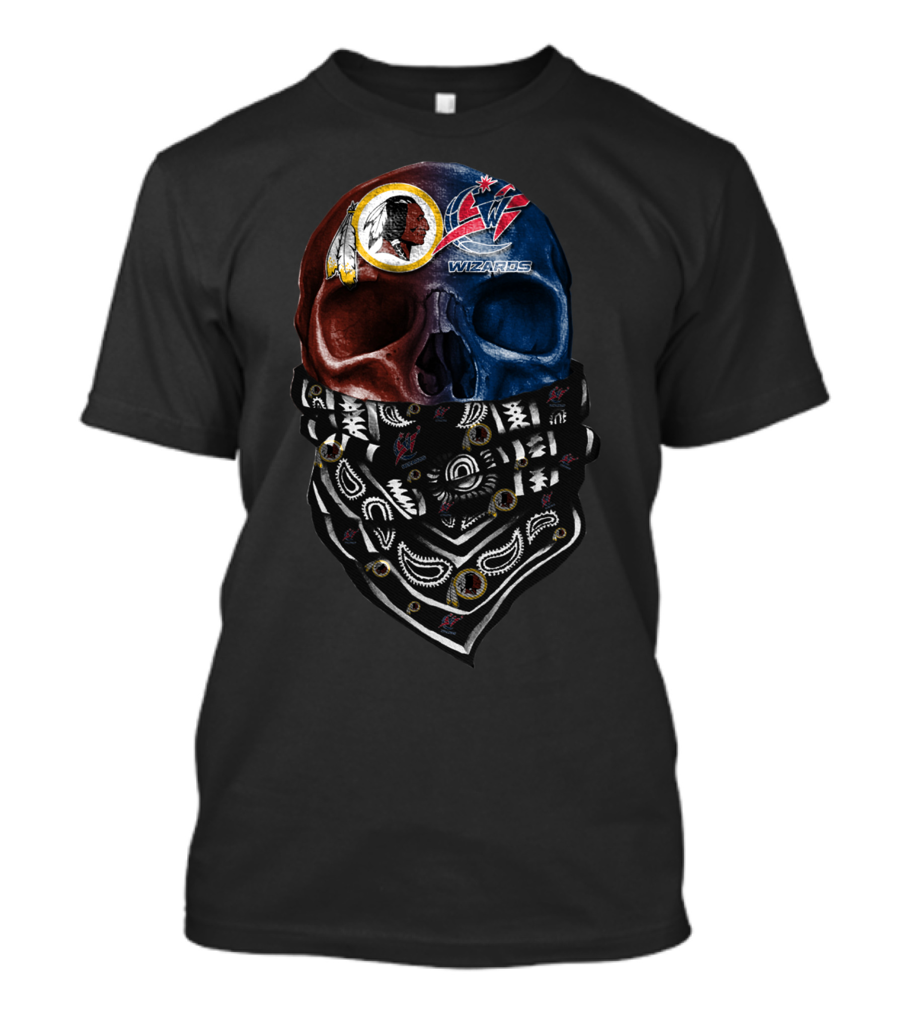 Washington Redskins Wizards Skull Bandana Sku T-Shirt