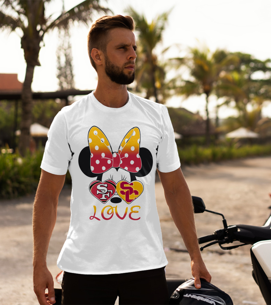 Sf Sc Love Minnie Mouse Bow And Hearts T-Shirt