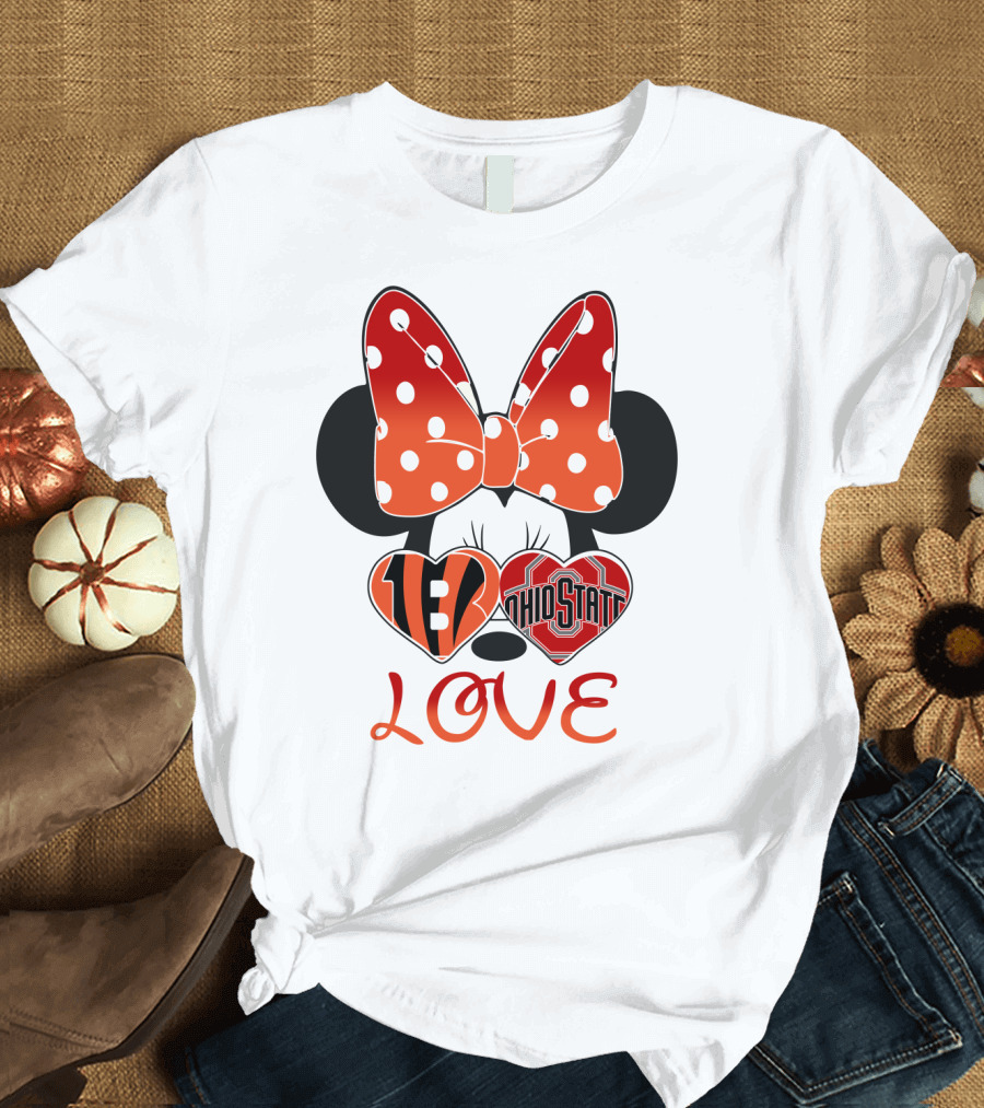 Minnie Mouse Bengals Ohio State Love T-Shirt