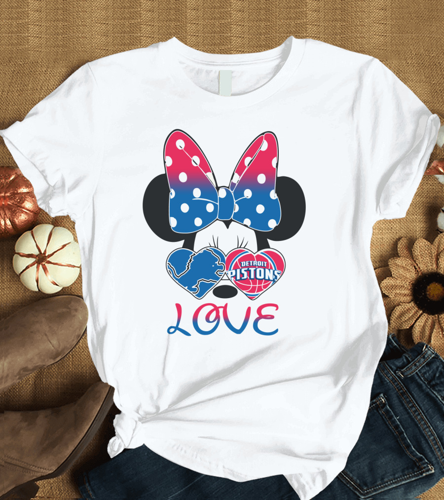 Detroit Pistons Lions Minnie Love T-Shirt