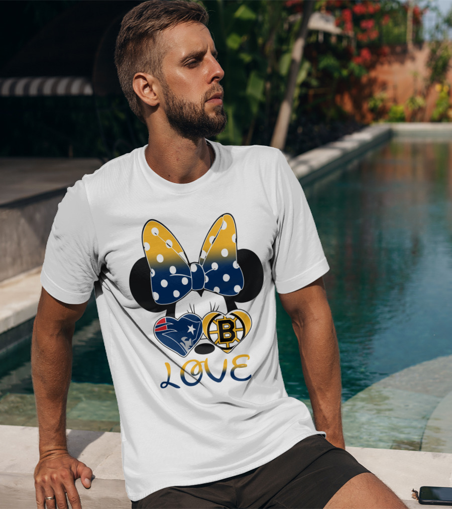 Mickey Mouse Patriots Bruins Love T-Shirt