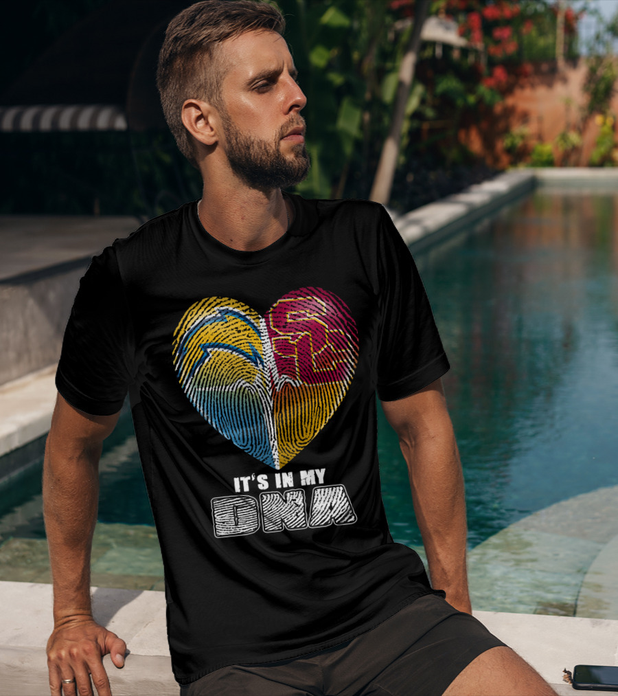 It's In My Dna Chargers Usc Fingerprint Heart T-Shirt