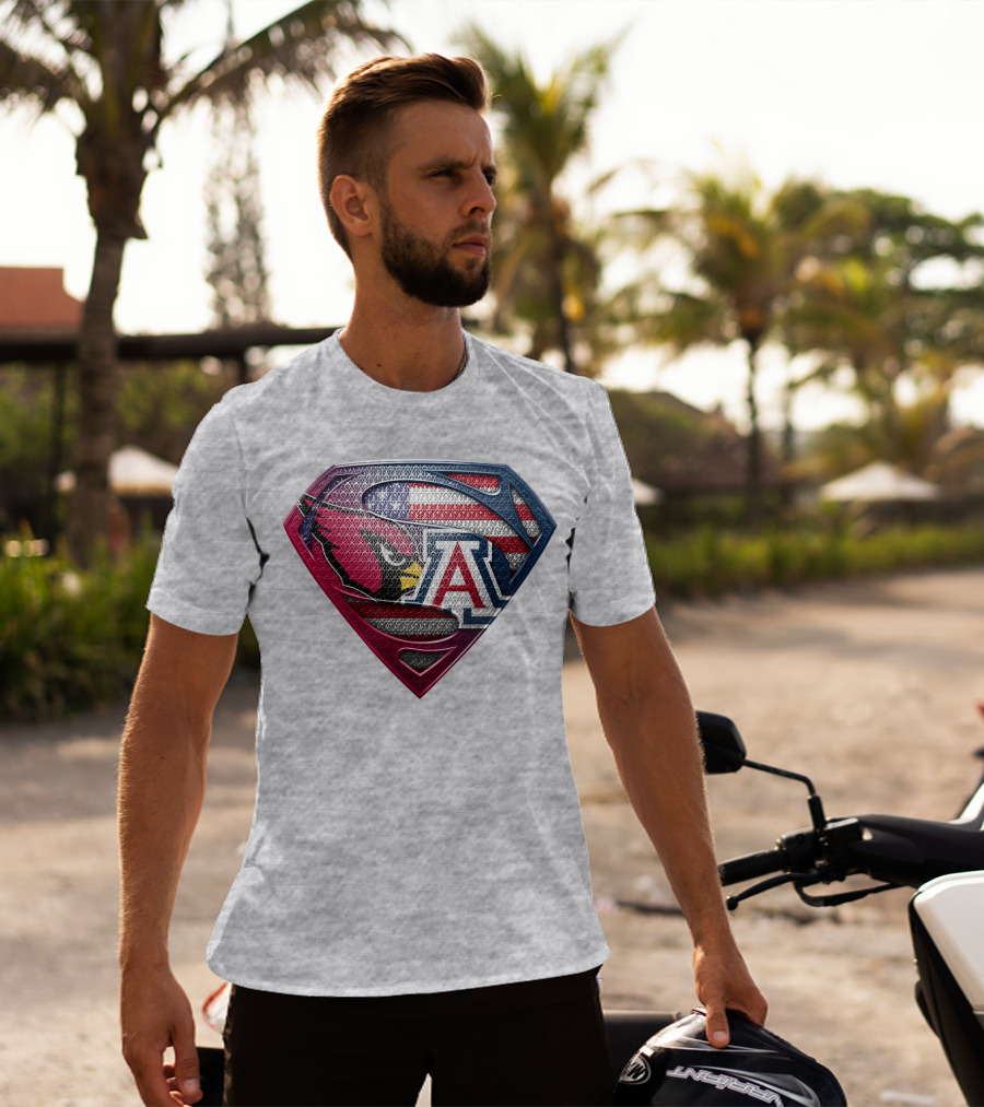 Arizona Cardinals Arizona Wildcats American Flag Shield T-Shirt