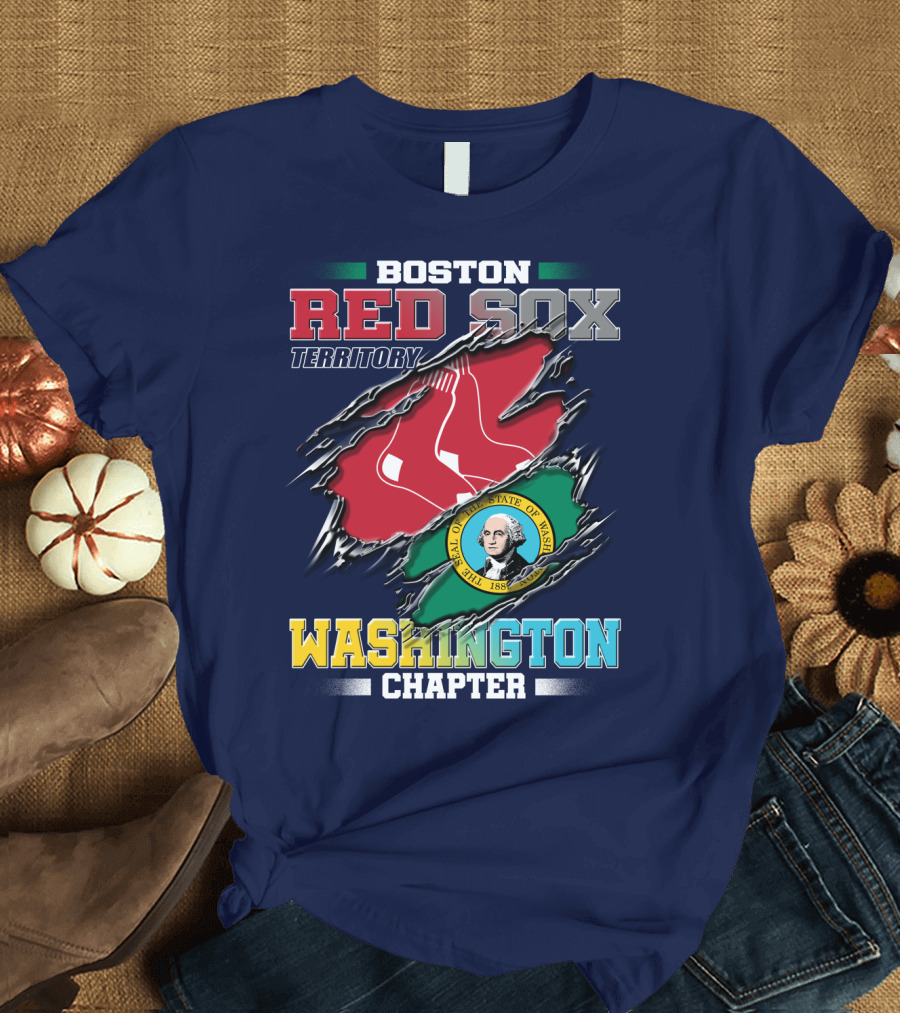 BOSTON RED SOX TERRITORY WASHINGTON CHAPTER SEAL OF THE STATE OF WASHINGTON T-Shirt