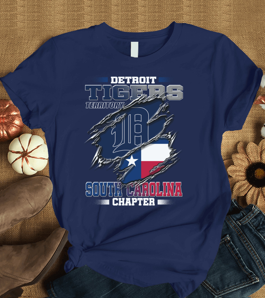 Detroit Tigers Territory South Carolina Chapter Texas Flag T-Shirt