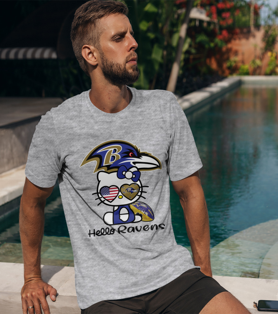 Hello Ravens Football Baltimore Ravens Hello Kitty T-Shirt