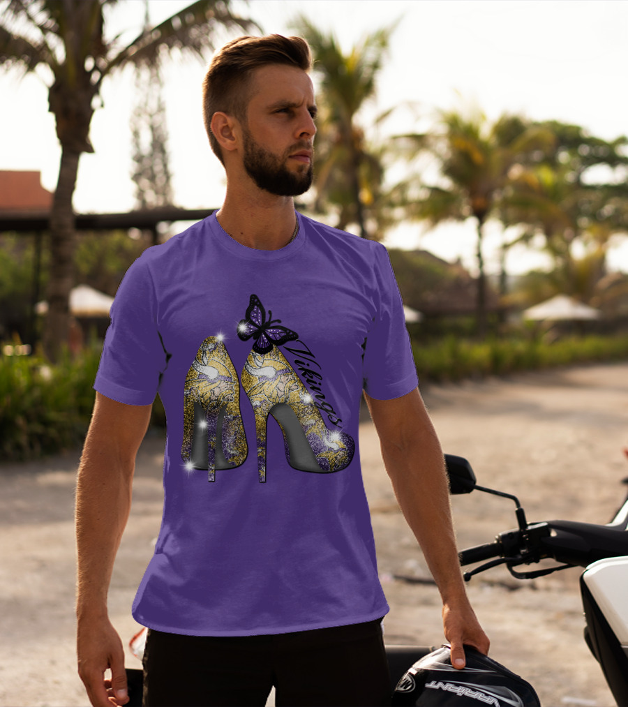 Minnesota Vikings High Heels Butterfly Sparkle T-Shirt
