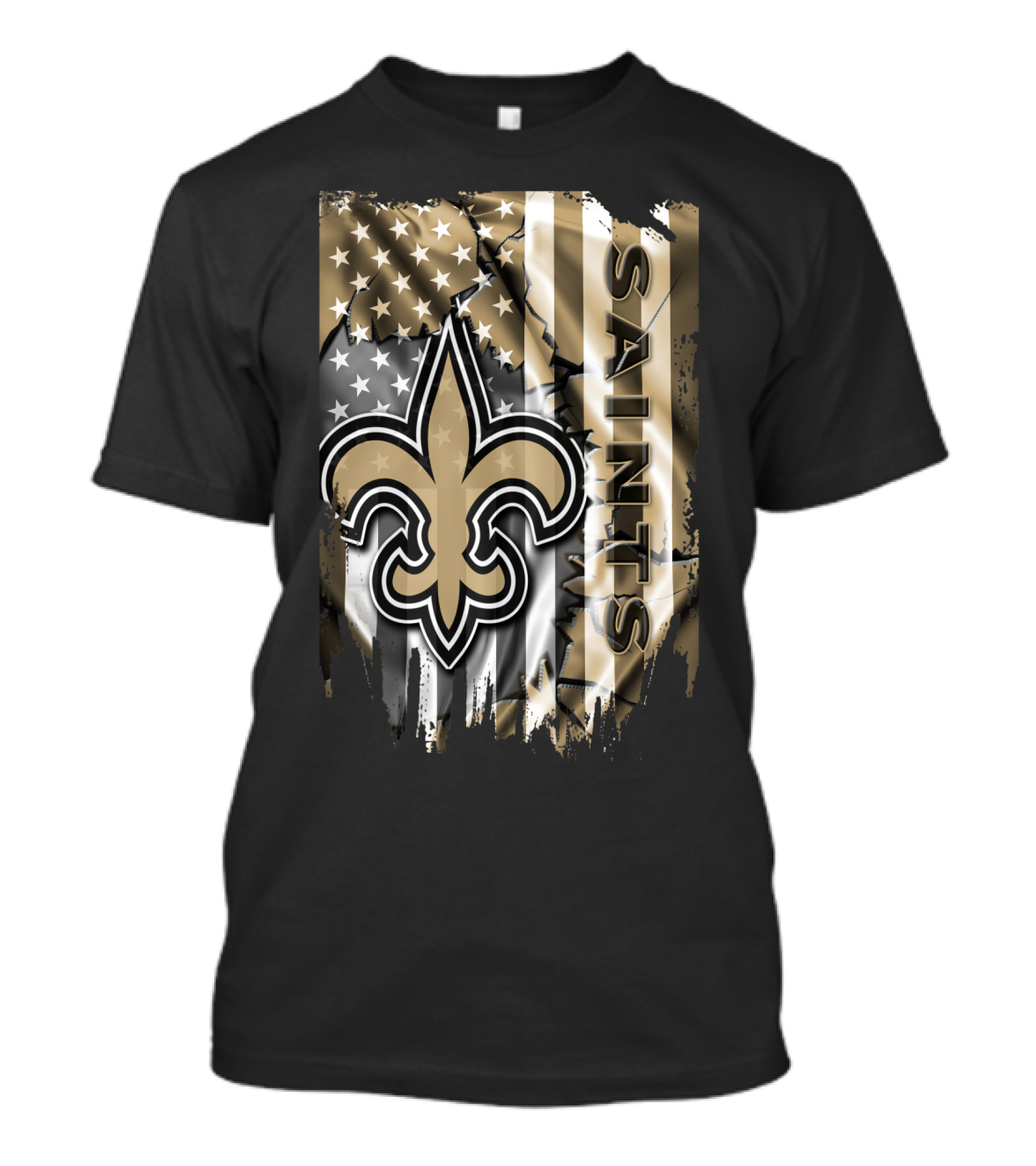 New Orleans Saints American Flag Fleur-De-Lis Logo Saints T-Shirt