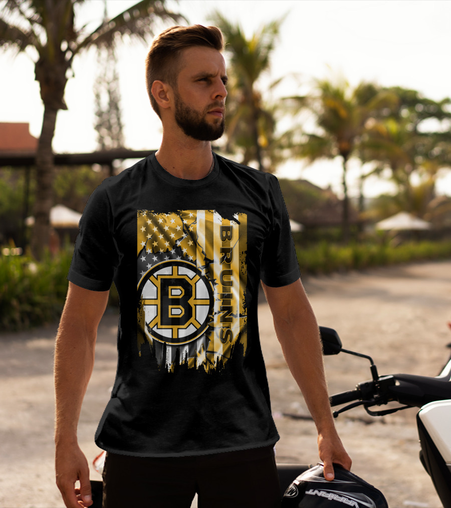 Boston Bruins American Flag Logo Stars And Stripes T-Shirt