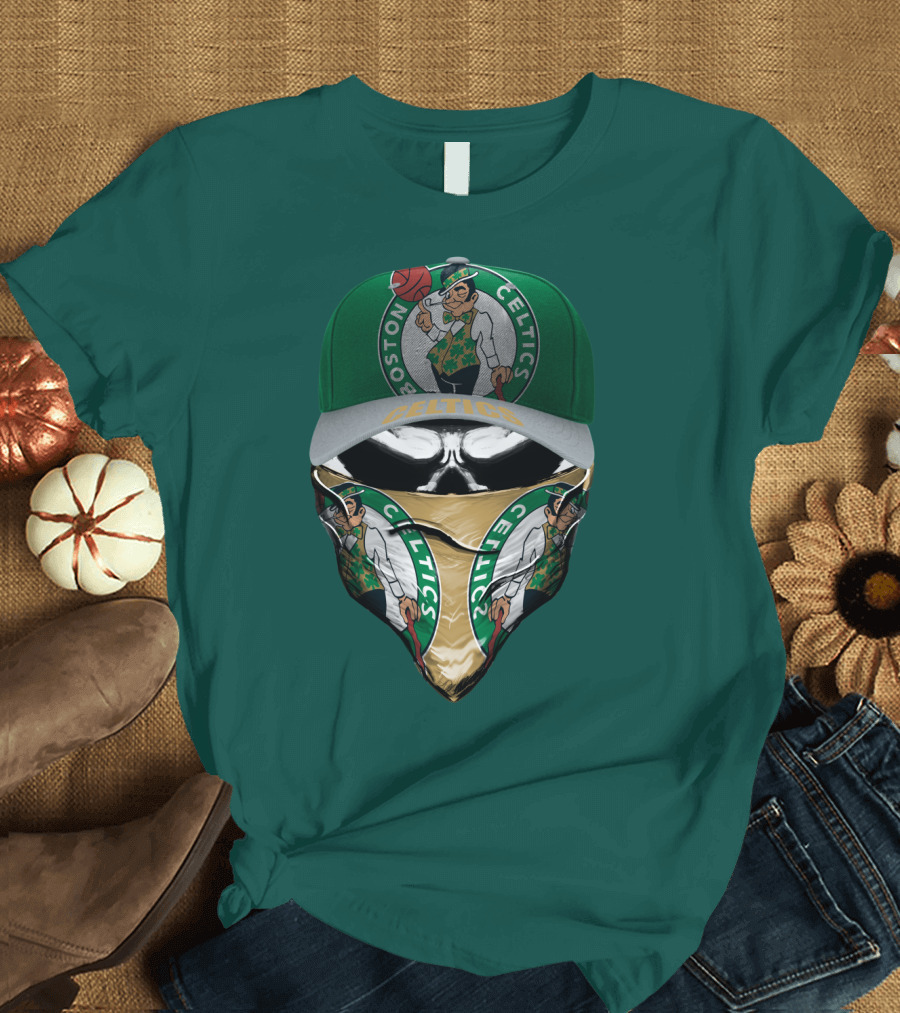 Boston Celtics Lucky The Leprechaun Masked Cap T-Shirt