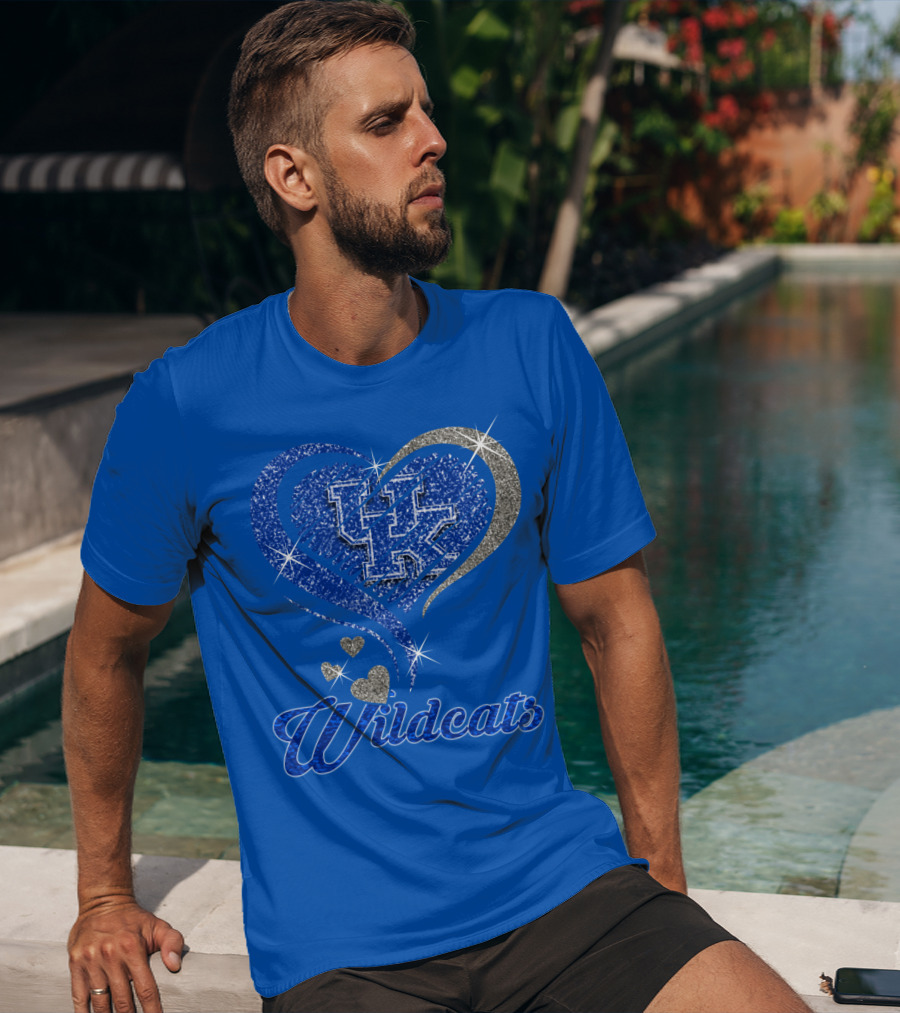 Uk Wildcats Heart Shaped Glitter T-Shirt