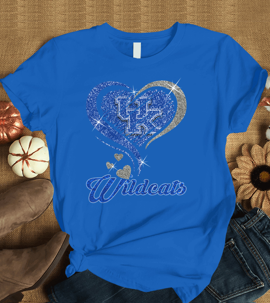 Uk Wildcats Heart Shaped Glitter T-Shirt
