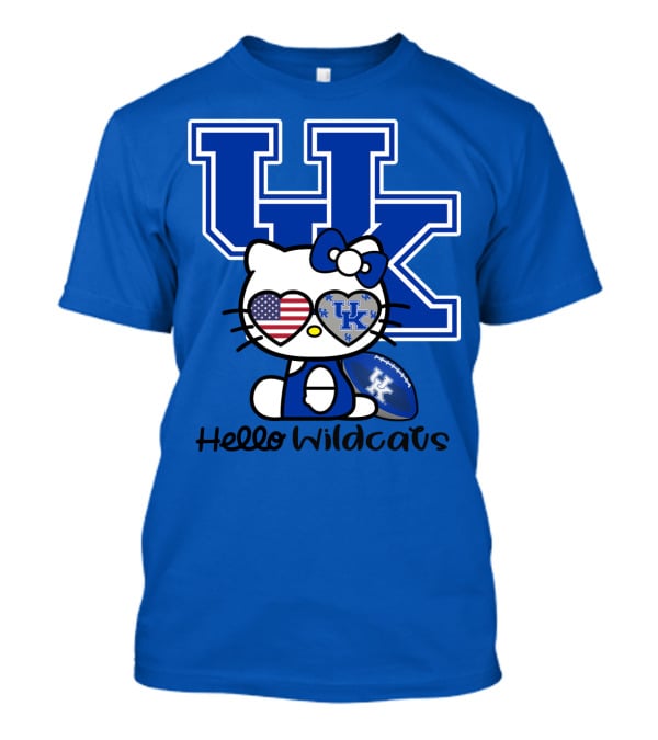 Hello Wildcats Uk Logo Hello Kitty With American Heart And Football T-Shirt