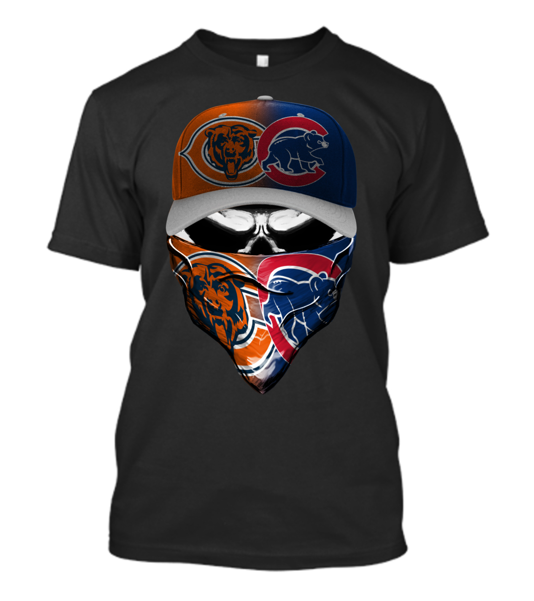 Chicago Bears And Cubs Fan Skull Mask T-Shirt