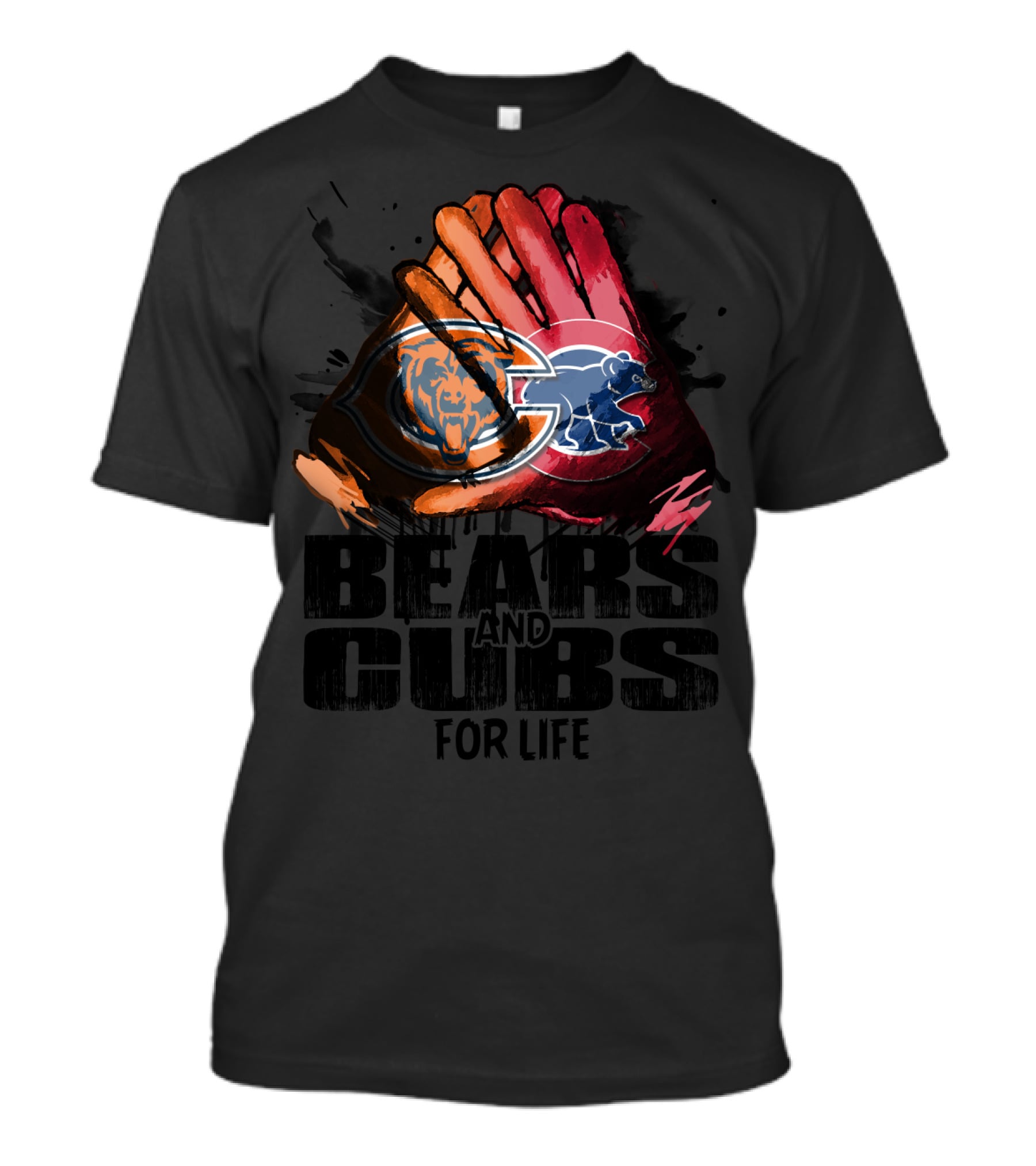 Bears And Cubs For Life Football And Baseball Logos Fusion T-Shirt