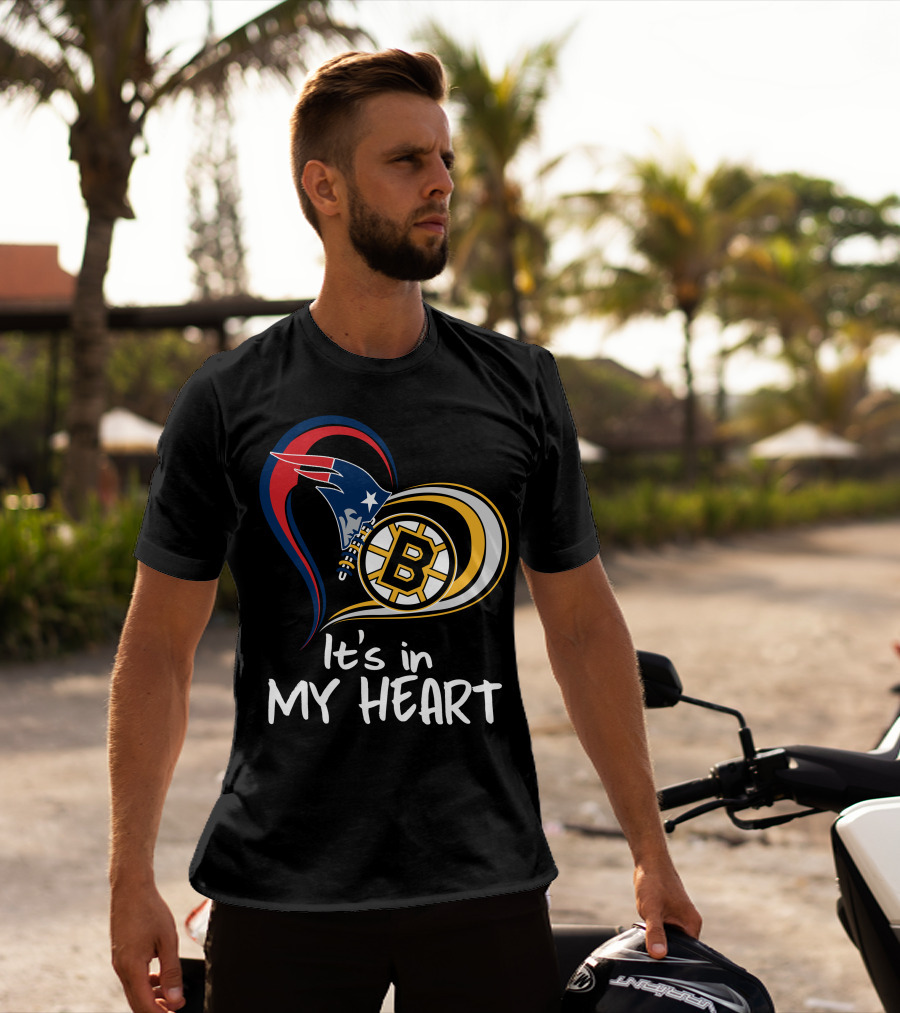 It's In My Heart Patriots Bruins T-Shirt