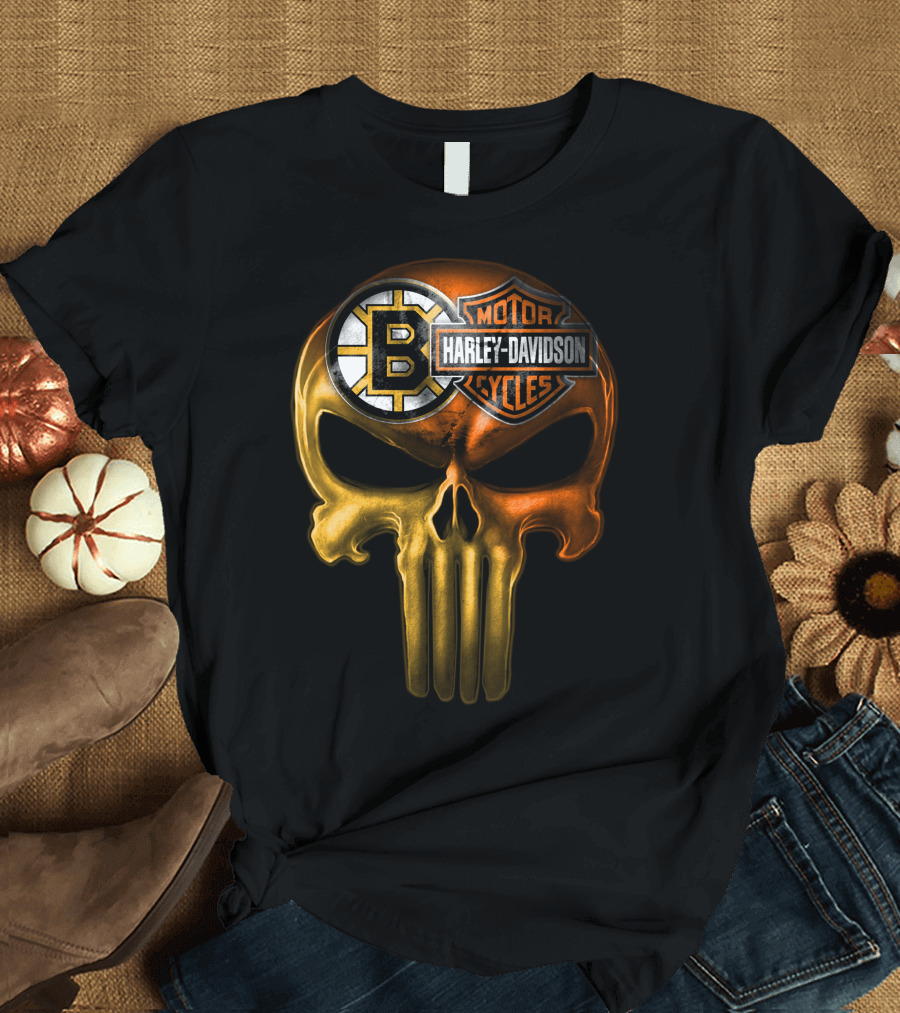 Boston Bruins Harley Davidson Skull 05Ahl T-Shirt