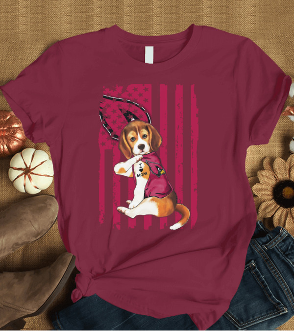 T-Shirt: Beagle I Love Mom Arizona Cardinals USA Flag Stars T-Shirt Beagle I Love Mom Arizona Cardinals USA Flag Stars T-Shirt