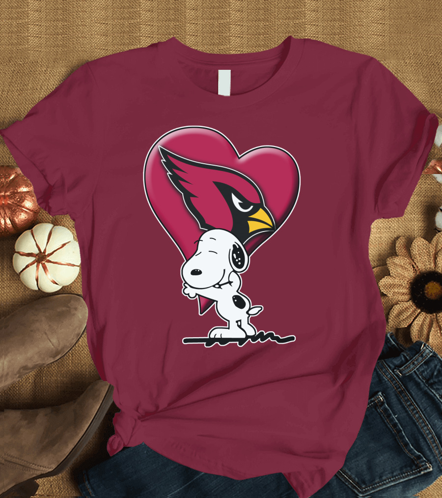 Snoopy Hugging Heart Arizona Cardinals T-Shirt