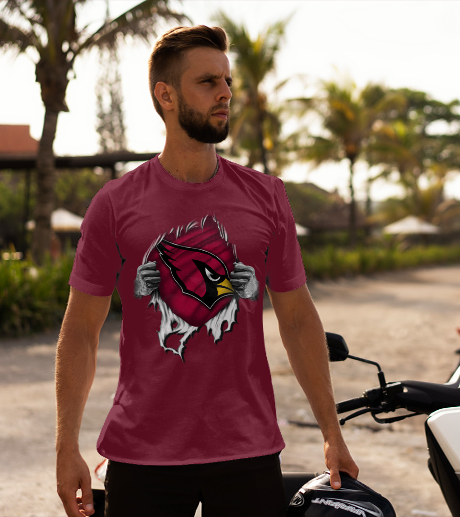 Torn Arizona Cardinals Emblem Revealed By Hands T-Shirt