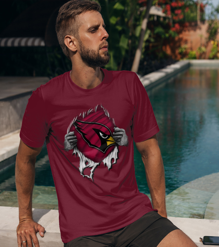 Torn Arizona Cardinals Emblem Revealed By Hands T-Shirt