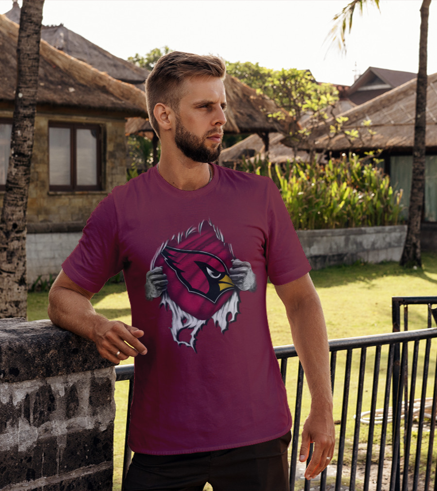 Torn Arizona Cardinals Emblem Revealed By Hands T-Shirt