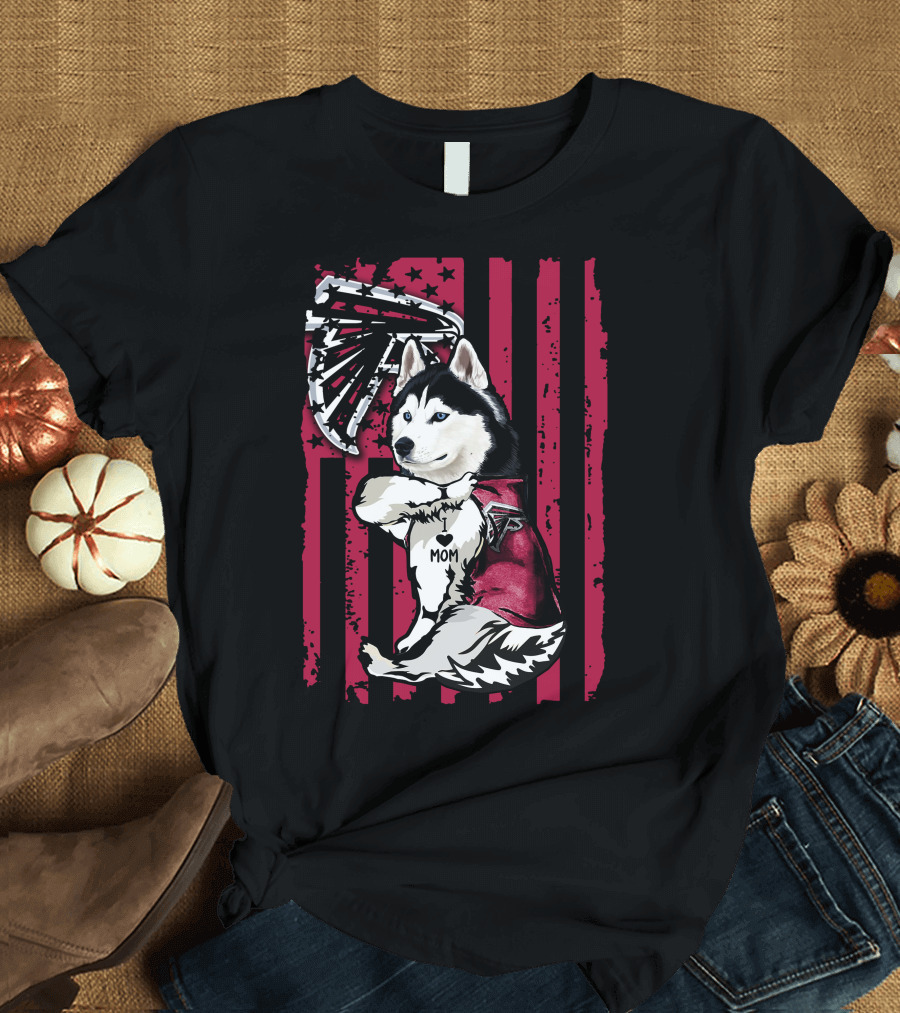 Siberian Husky Mom Atlanta Falcons T-Shirt