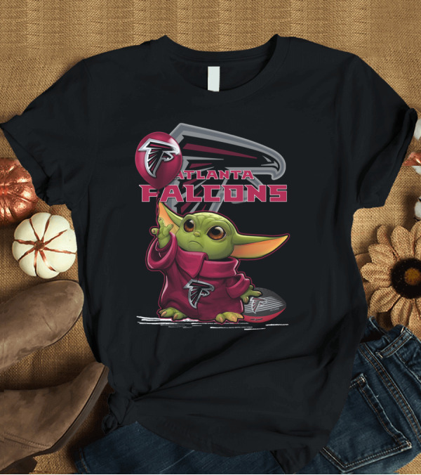 T-Shirt: Atlanta Falcons Baby Yoda Holding Balloon T-Shirt Atlanta Falcons Baby Yoda Holding Balloon T-Shirt