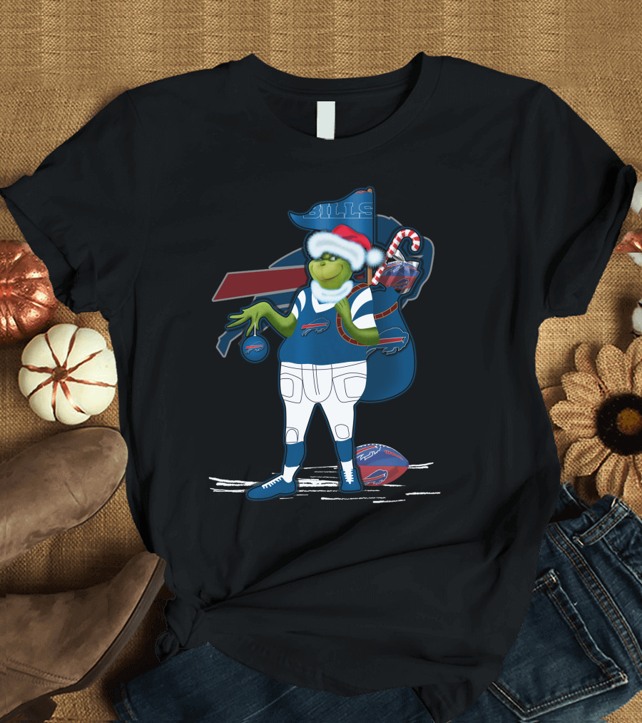 Grinchxmas Buffalo Bills Santa Hat NFL Football Holiday T-Shirt