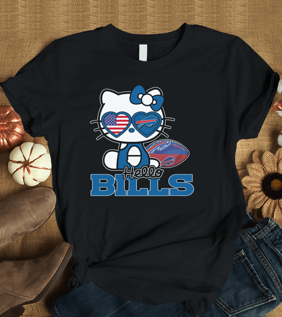 Hello Kitty Buffalo Bills USA Heart Mascot T-Shirt