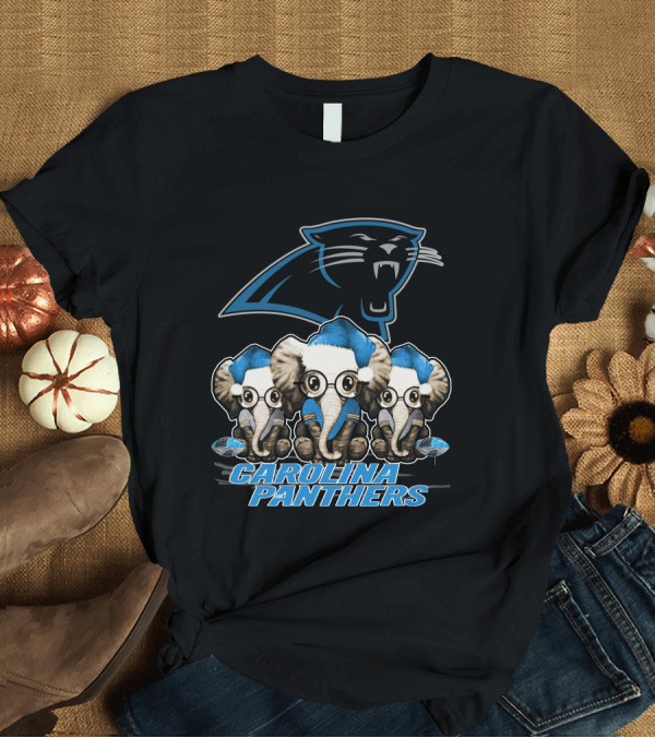 T-Shirt: CAROLINA PANTHERS ELEPHAN XMAS HOLIDAY ELEPHANT TRIO T-Shirt CAROLINA PANTHERS ELEPHAN XMAS HOLIDAY ELEPHANT TRIO T-Shirt