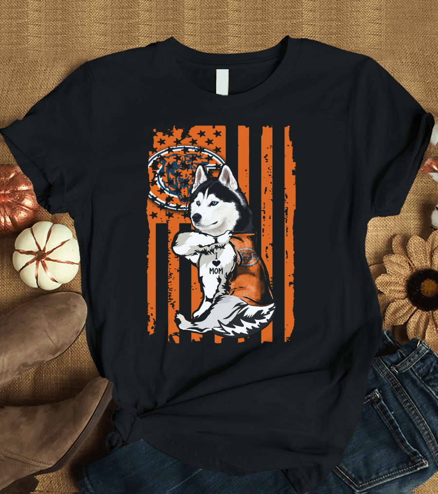 Siberian Husky Chicago Bears Fanatic Mom T-Shirt