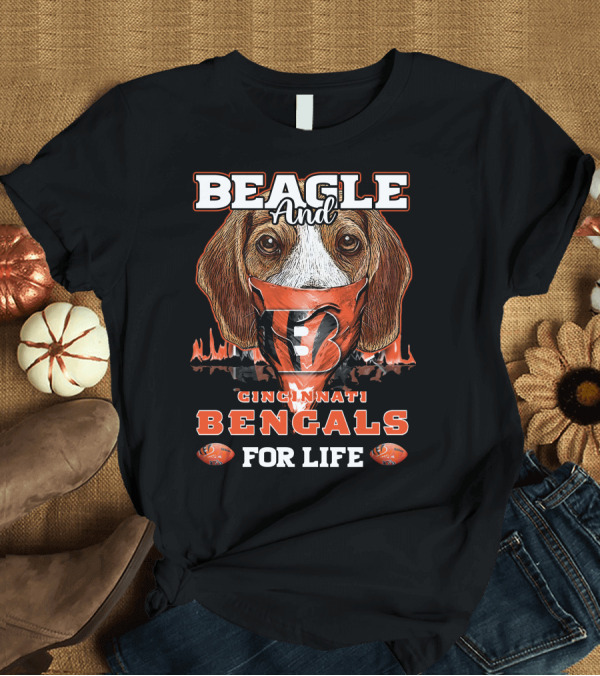 T-Shirt: Beagle and Cincinnati Bengals for Life T-Shirt Beagle and Cincinnati Bengals for Life T-Shirt