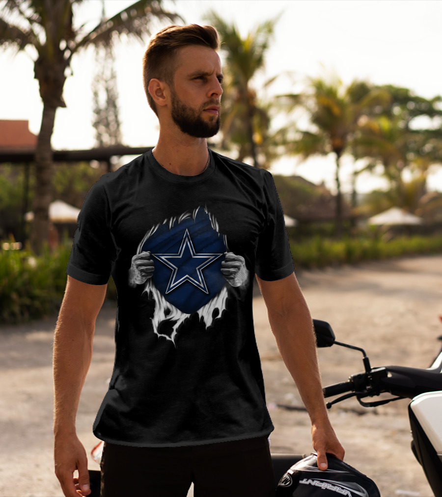 Torn V1 Dallas Cowboys Star Emblem Peeling Hands T-Shirt