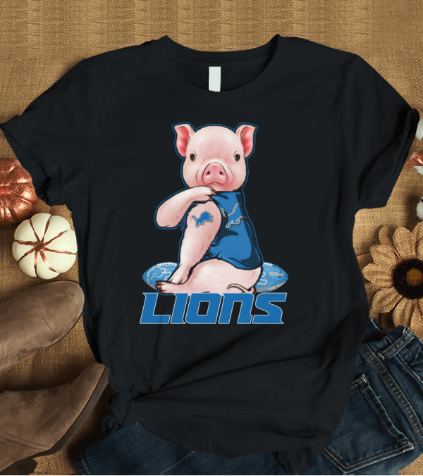 T-Shirt: Detroit Lions Pig in Blue T-Shirt Detroit Lions Pig in Blue T-Shirt