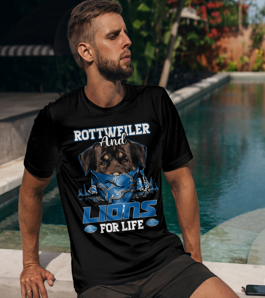 Rottweiler And Lions For Life Detroit T-Shirt