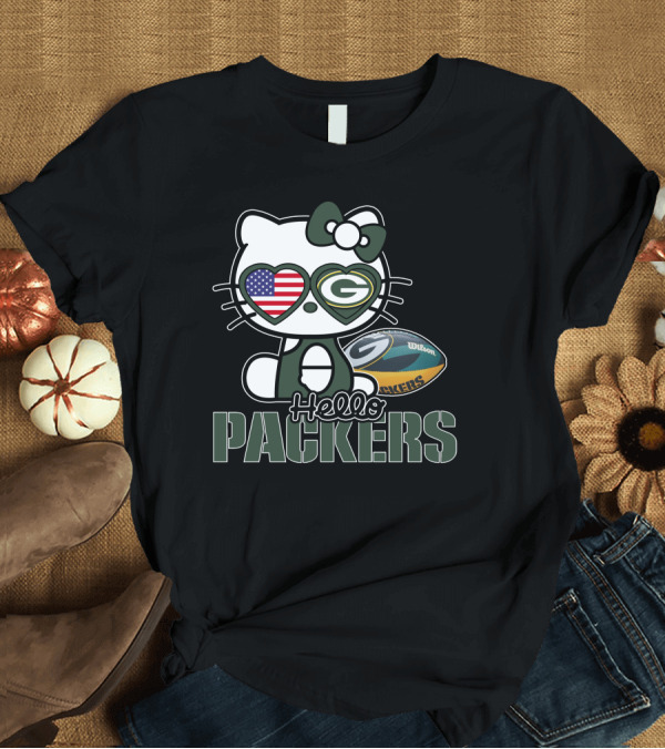 T-Shirt: Hello Kitty Green Bay Packers USA Football Fan T-Shirt Hello Kitty Green Bay Packers USA Football Fan T-Shirt