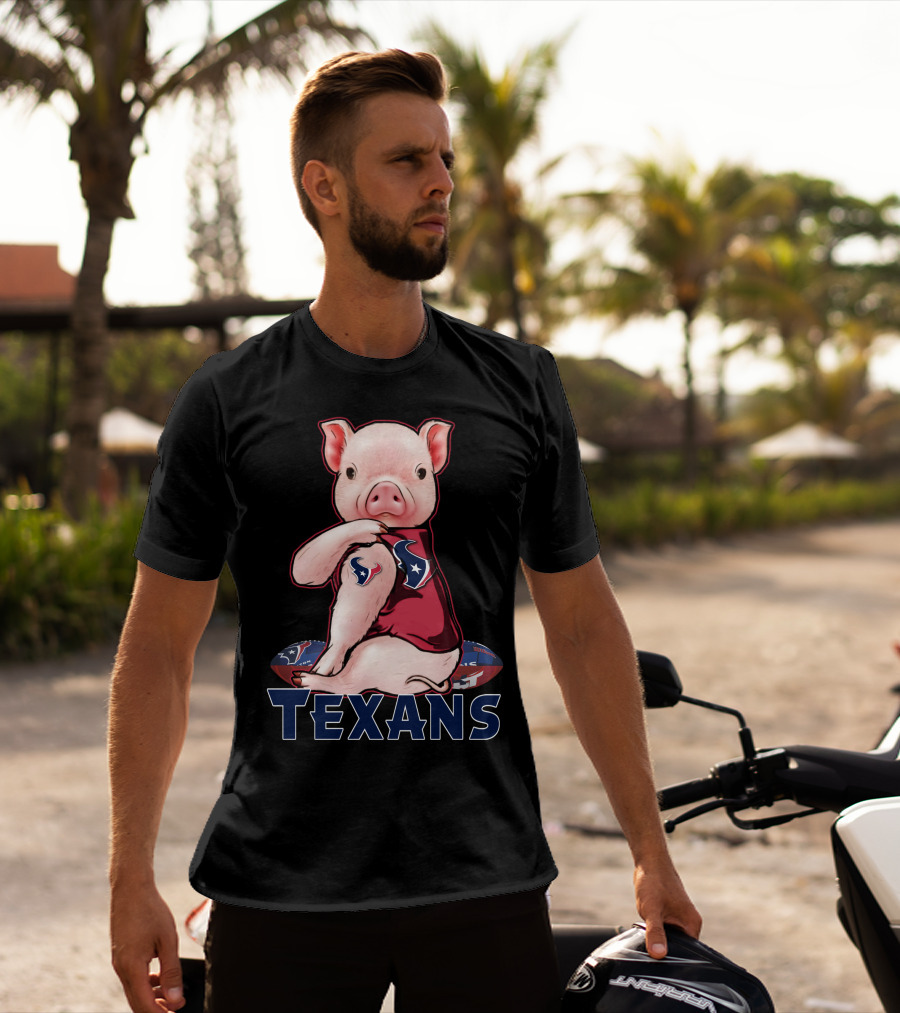 Texans Pig With Texans Logo And Football T-Shirt